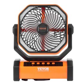 VEVOR Portable Fan Rechargeable 9 inch, Battery Powered Fan with LED Lantern, 4 Speeds Adjustable & 45¬∞/90¬∞Automatic Swivel & Timer