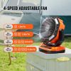 VEVOR Portable Fan Rechargeable 13 inch, Battery Powered Fan with LED Lantern, 4 Speeds Adjustable & 45¬∞/90¬∞Automatic Swivel & Timer