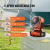 VEVOR Portable Fan Rechargeable 9 inch, Battery Powered Fan with LED Lantern, 4 Speeds Adjustable & 45¬∞/90¬∞Automatic Swivel & Timer