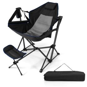 Hammock Camping Chair with Retractable Footrest and Carrying Bag (Color: black)